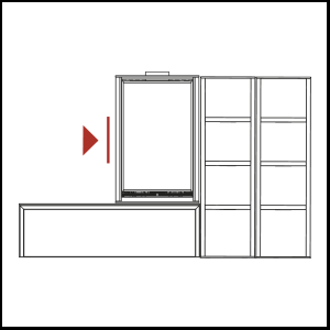 dettaglio X Living posizionata a destra + Panca + 2 mobili a destra