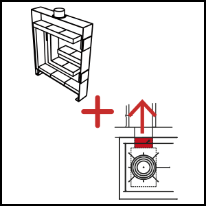 dettaglio Radiant panel + Flue outlet for heat accumulation stove + top depth 620 mm with riser